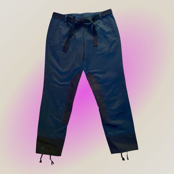Dries Van Noten Women Cotton Navy Blue Black Tie Cuff Pants Size FR 40 US 8 NEW - Picture 2 of 14